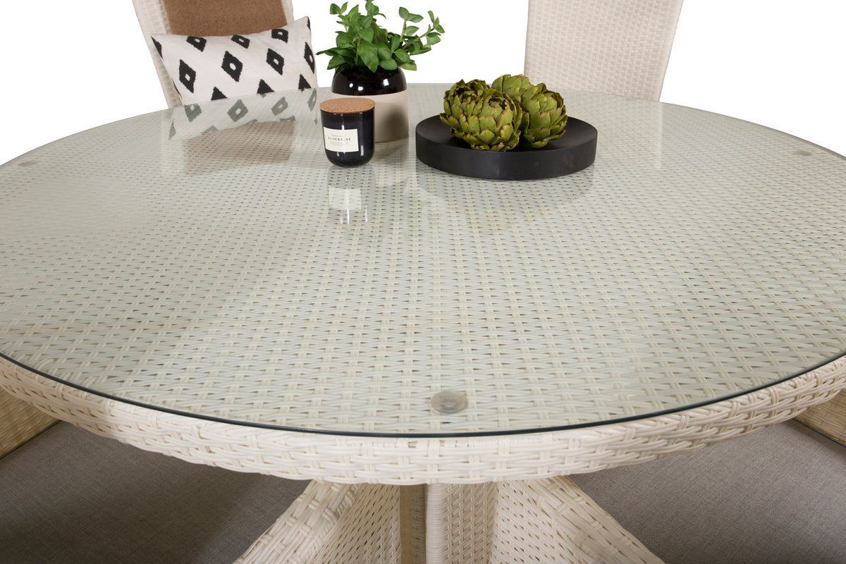 Padova & Volta Reclinerstole Hvid + Rundt Spisebord ø150 Hvid