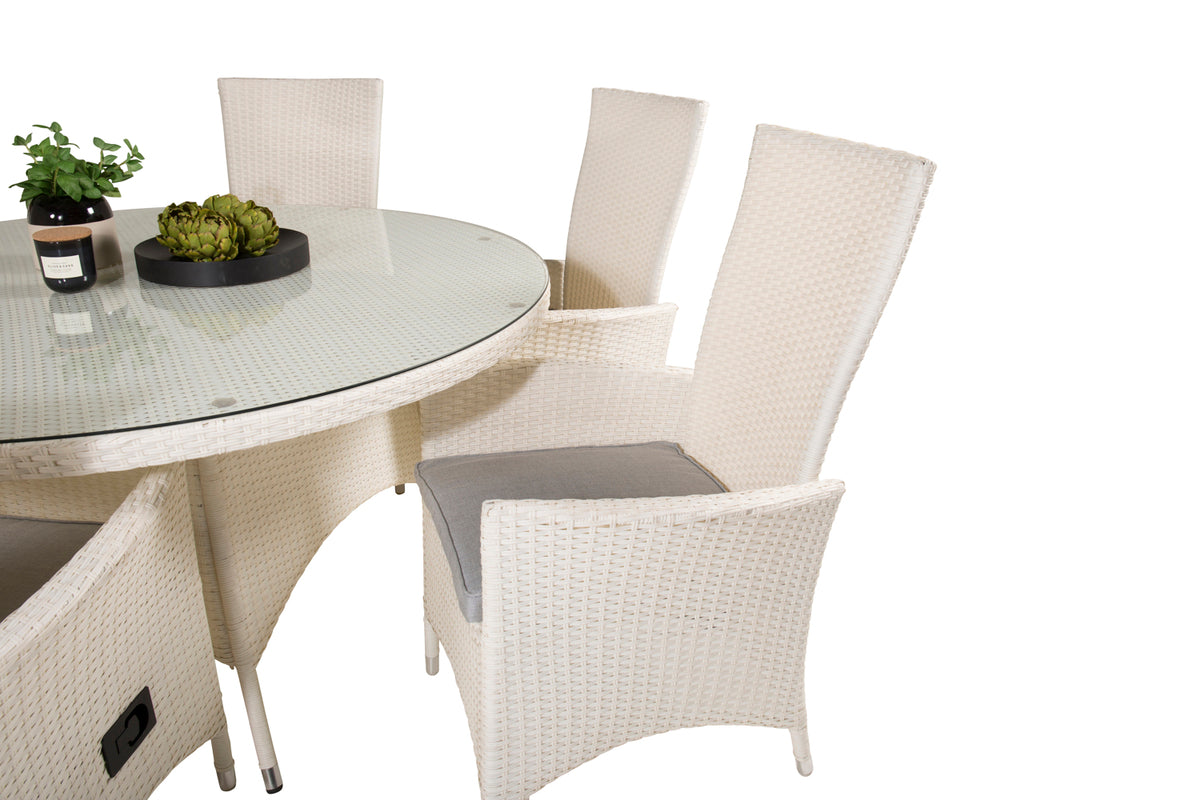 Padova & Volta Reclinerstole Hvid + Rundt Spisebord ø150 Hvid