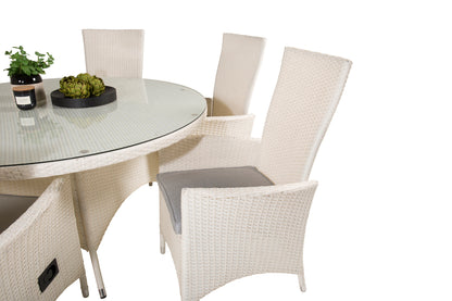 Padova & Volta Reclinerstole Hvid + Rundt Spisebord ø150 Hvid