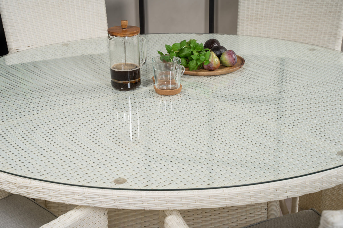 Volta & Malin Spisebord ⌀150 + Spisestole Hvid