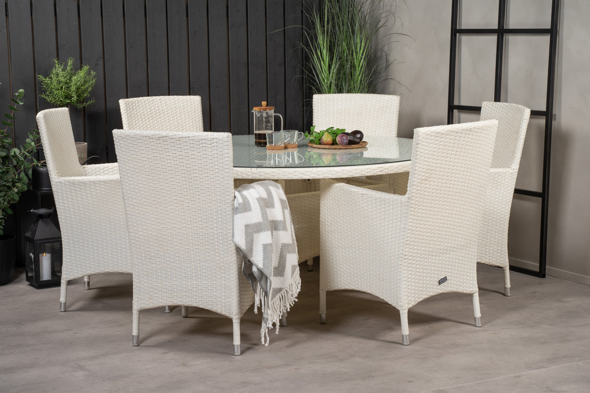 Volta & Malin Spisebord ⌀150 + Spisestole Hvid