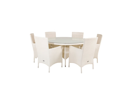 Volta & Malin Spisebord ⌀150 + Spisestole Hvid