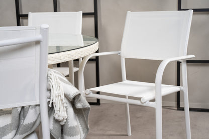 Volta & Santorini Spisebord ⌀150 + Spisestole Hvid