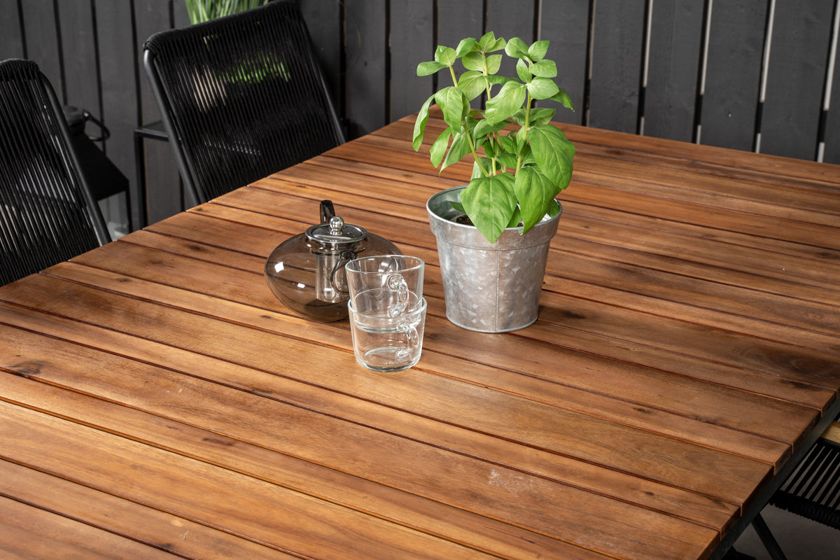 Zenia & Bois Spisebord 201 x 100 + Spisebordsstole Sort