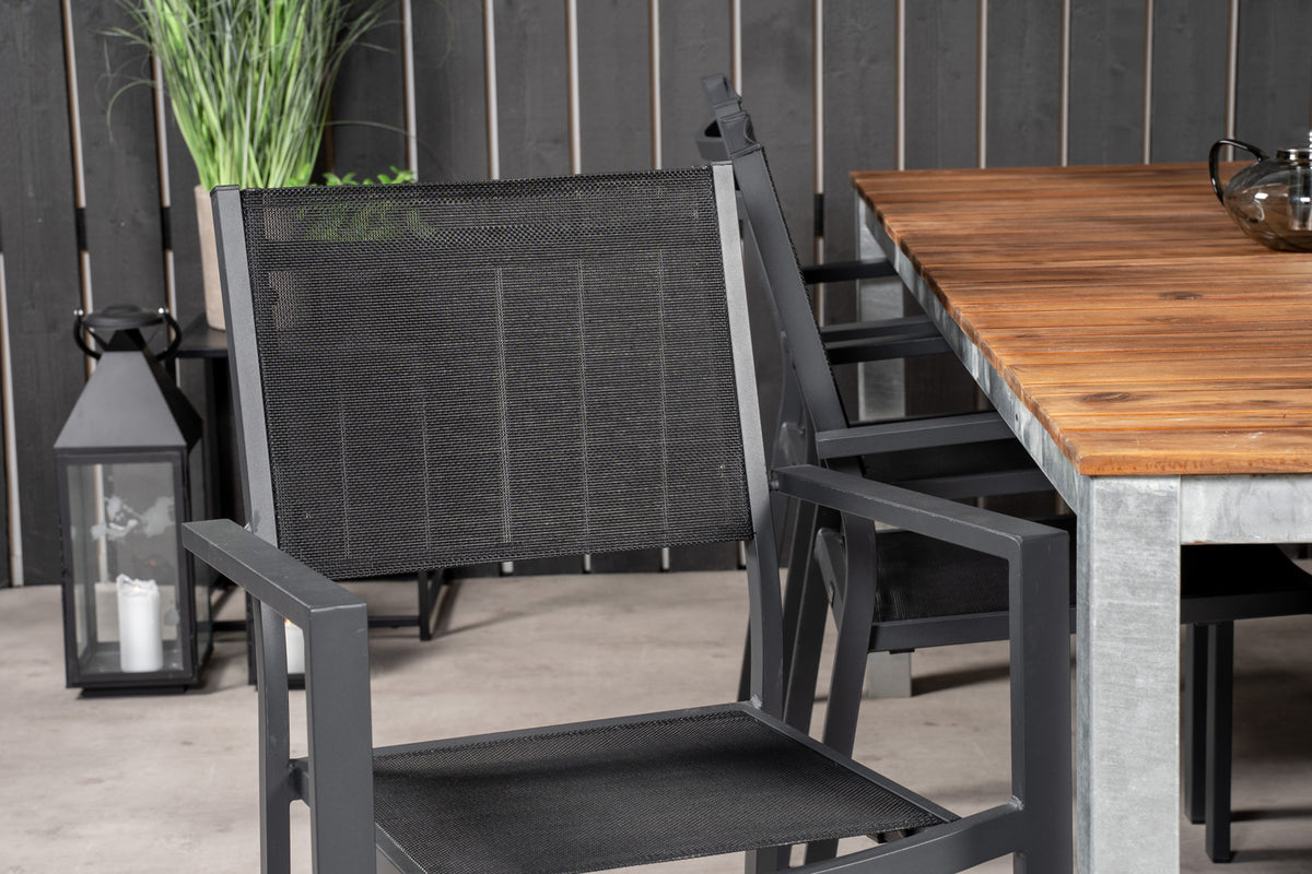 Copacabana & Zenia Spisebordsstole Sort + Spisebord 201 x 100