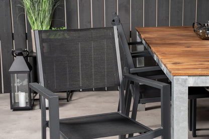 Copacabana & Zenia Spisebordsstole Sort + Spisebord 201 x 100