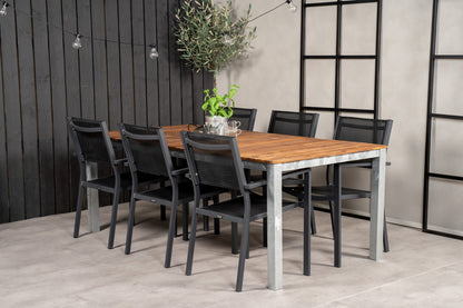 Copacabana & Zenia Spisebordsstole Sort + Spisebord 201 x 100