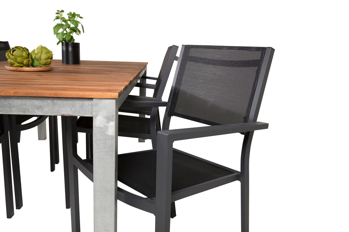 Copacabana & Zenia Spisebordsstole Sort + Spisebord 201 x 100