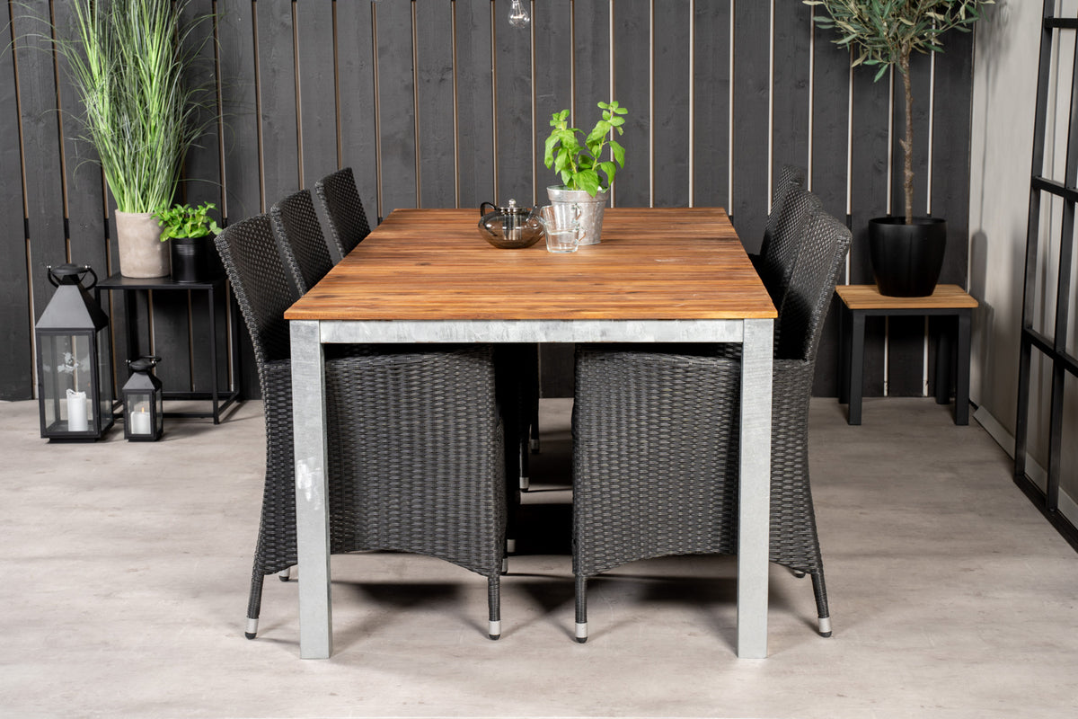 Knick & Zenia Spisebordsstole Sort + Spisebord 201 x 100