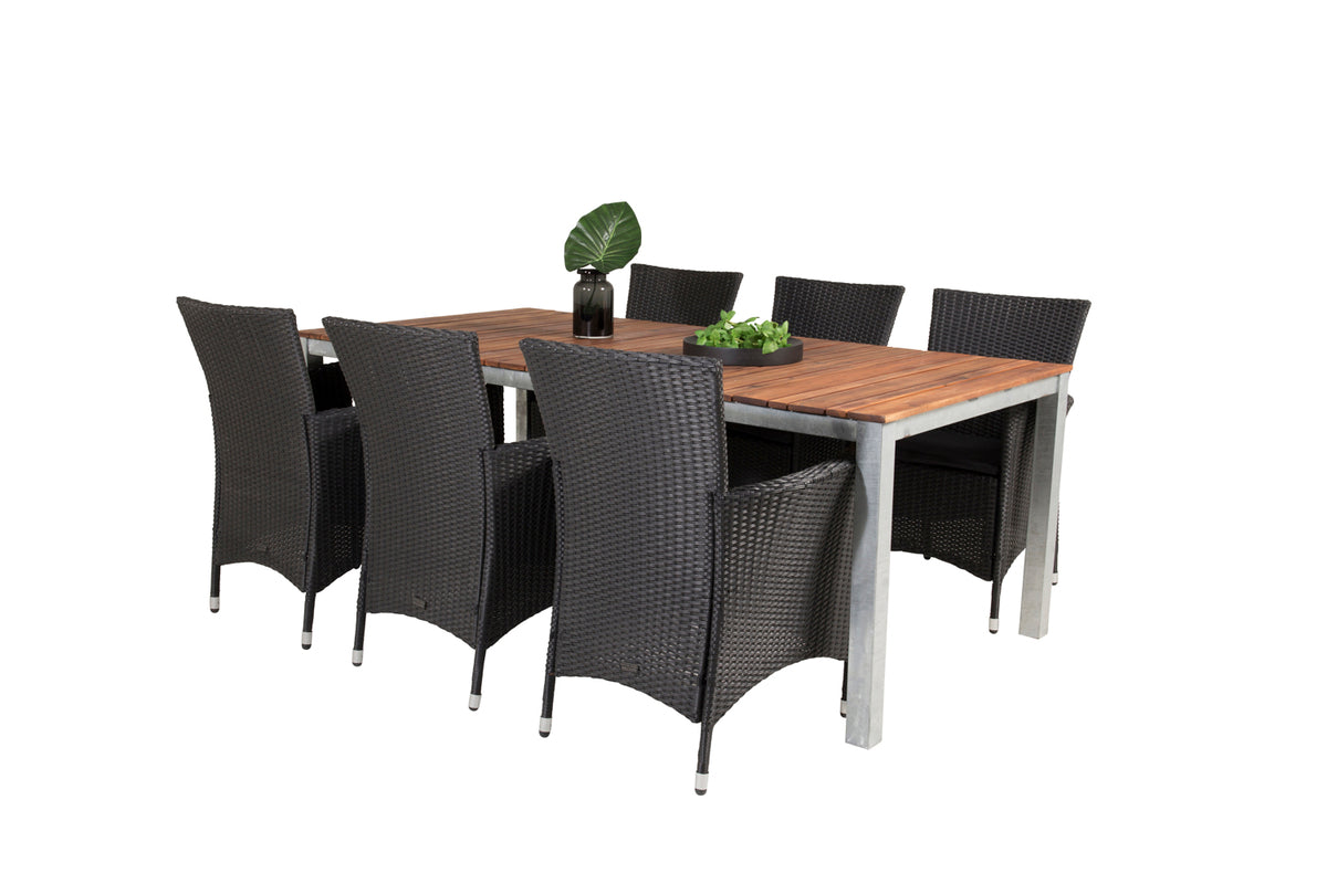 Knick & Zenia Spisebordsstole Sort + Spisebord 201 x 100