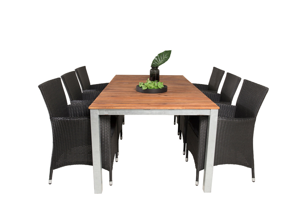 Knick & Zenia Spisebordsstole Sort + Spisebord 201 x 100