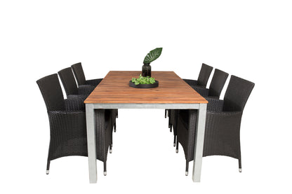 Knick & Zenia Spisebordsstole Sort + Spisebord 201 x 100