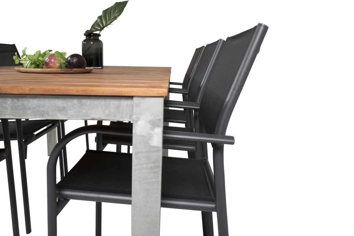 Santorini & Zenia Spisebordsstole Sort + Spisebord 201 x 100