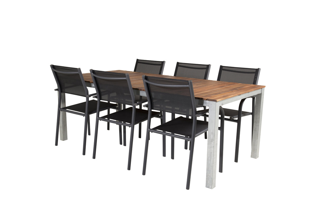 Santorini & Zenia Spisebordsstole Sort + Spisebord 201 x 100