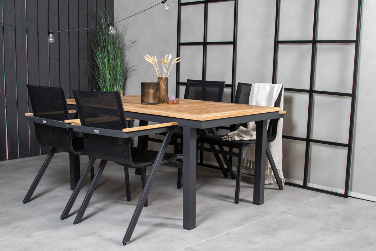 Panama & Mexico Spisebord 160 x 90 + Spisestole Sort