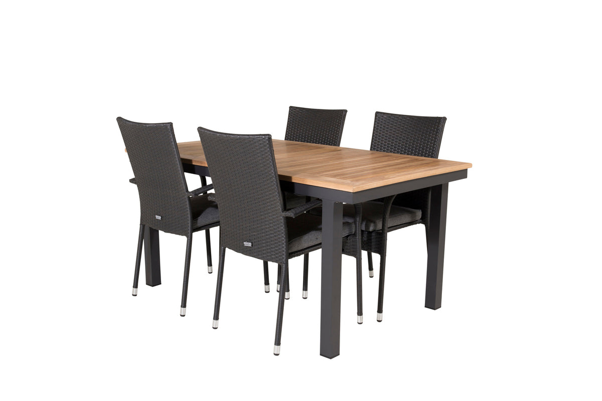 Panama & Anna Spisebord 160 x 90 + Spisestole Sort