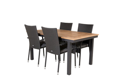 Panama & Anna Spisebord 160 x 90 + Spisestole Sort