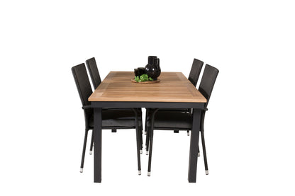 Panama & Anna Spisebord 160 x 90 + Spisestole Sort