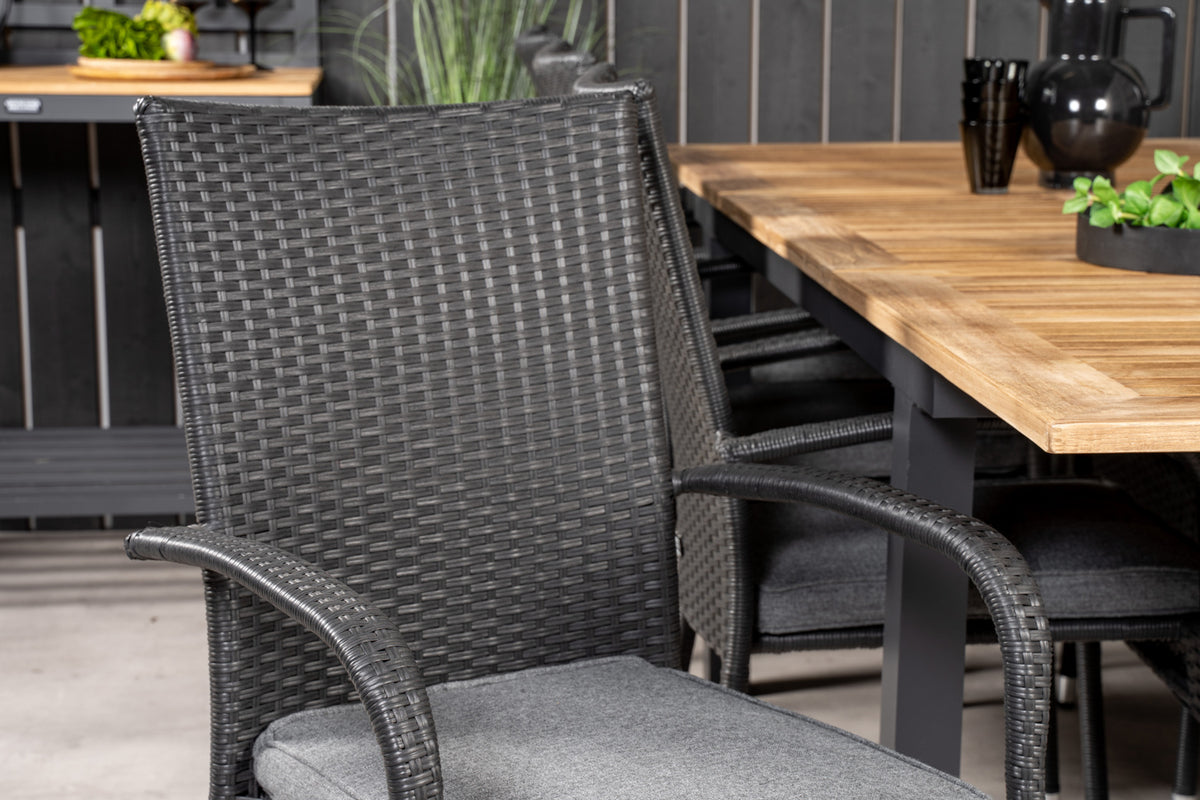 Panama & Anna Rektangulært Spisebord 160x90x75 Sort + Spisestole Sort