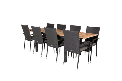 Panama & Anna Rektangulært Spisebord 160x90x75 Sort + Spisestole Sort