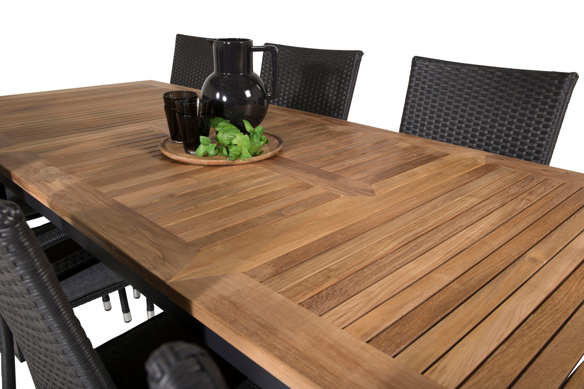 Panama & Anna Rektangulært Spisebord 160x90x75 Sort + Spisestole Sort