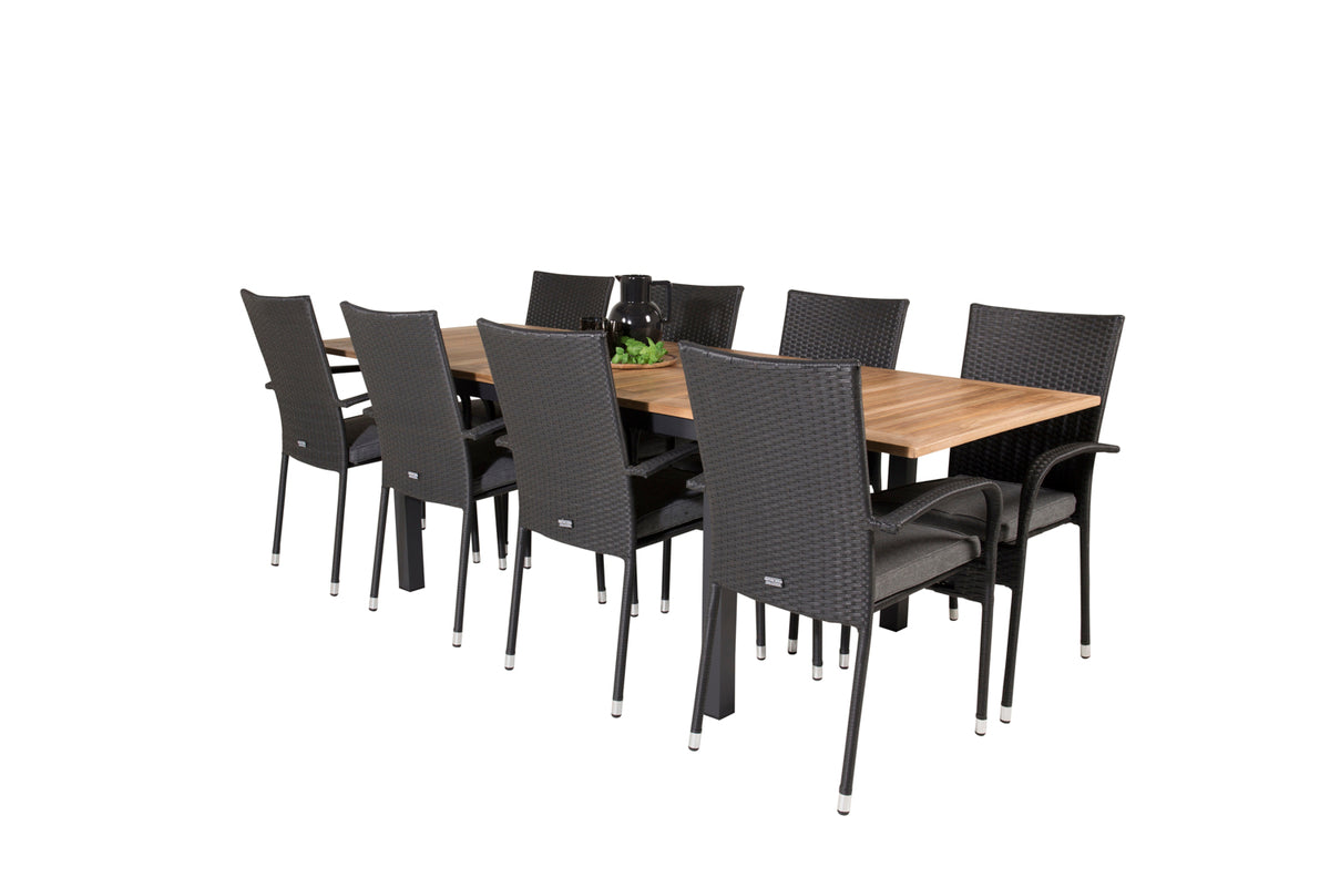 Panama & Anna Rektangulært Spisebord 160x90x75 Sort + Spisestole Sort