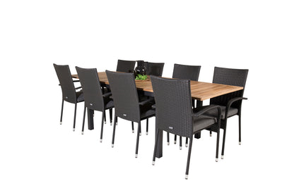 Panama & Anna Rektangulært Spisebord 160x90x75 Sort + Spisestole Sort