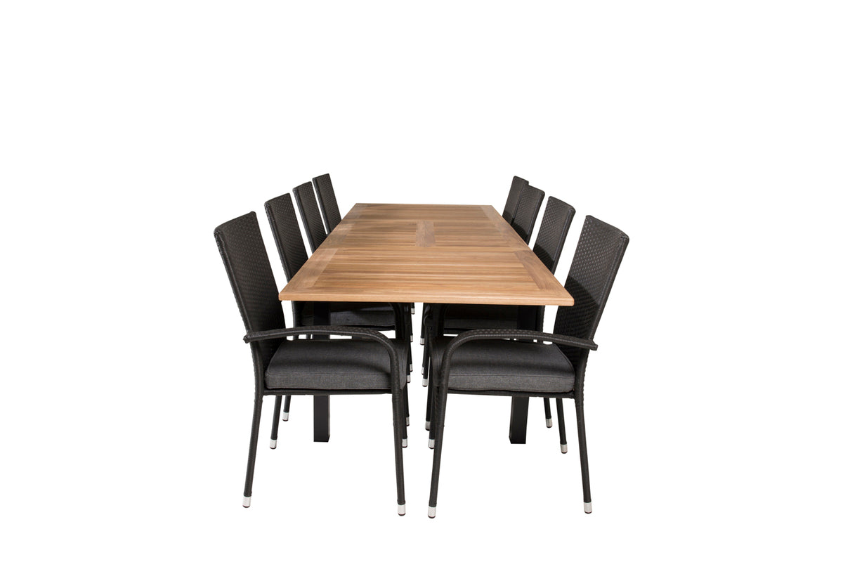 Panama & Anna Rektangulært Spisebord 160x90x75 Sort + Spisestole Sort