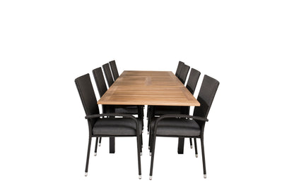 Panama & Anna Rektangulært Spisebord 160x90x75 Sort + Spisestole Sort