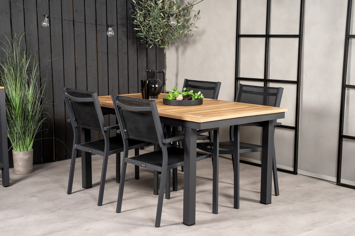 Copacabana & Panama Spisestole Sort + Spisebord 160 x 90