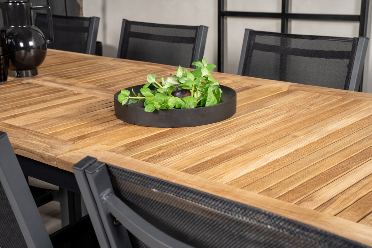 Copacabana & Panama Spisestole Sort + Rektangulært Spisebord 160x90x75 Sort