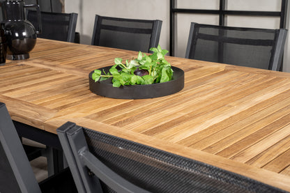 Copacabana & Panama Spisestole Sort + Rektangulært Spisebord 160x90x75 Sort