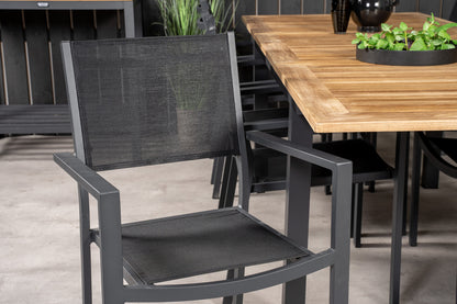 Copacabana & Panama Spisestole Sort + Rektangulært Spisebord 160x90x75 Sort