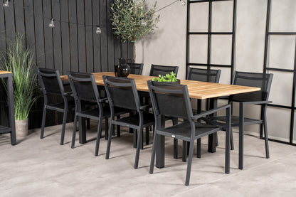 Copacabana & Panama Spisestole Sort + Rektangulært Spisebord 160x90x75 Sort