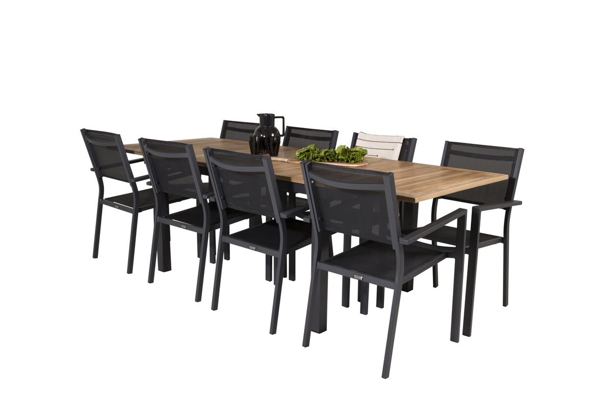 Copacabana & Panama Spisestole Sort + Rektangulært Spisebord 160x90x75 Sort