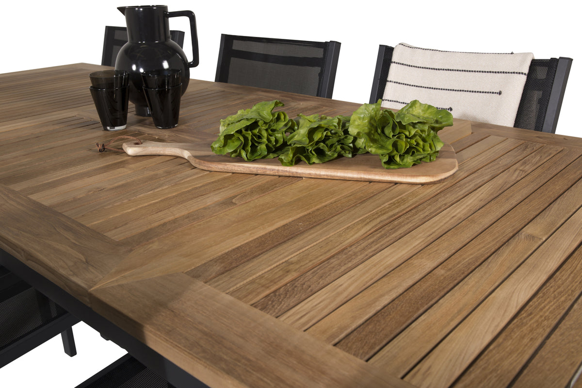 Copacabana & Panama Spisestole Sort + Rektangulært Spisebord 160x90x75 Sort