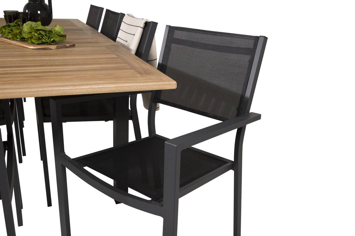 Copacabana & Panama Spisestole Sort + Rektangulært Spisebord 160x90x75 Sort