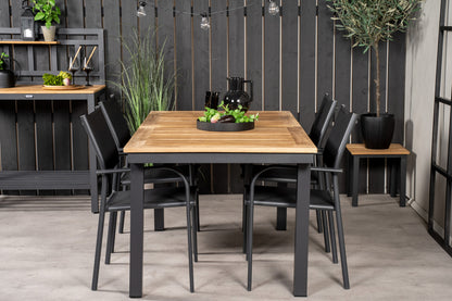 Panama & Santorini Spisebord 160 x 90 + Spisestole Sort