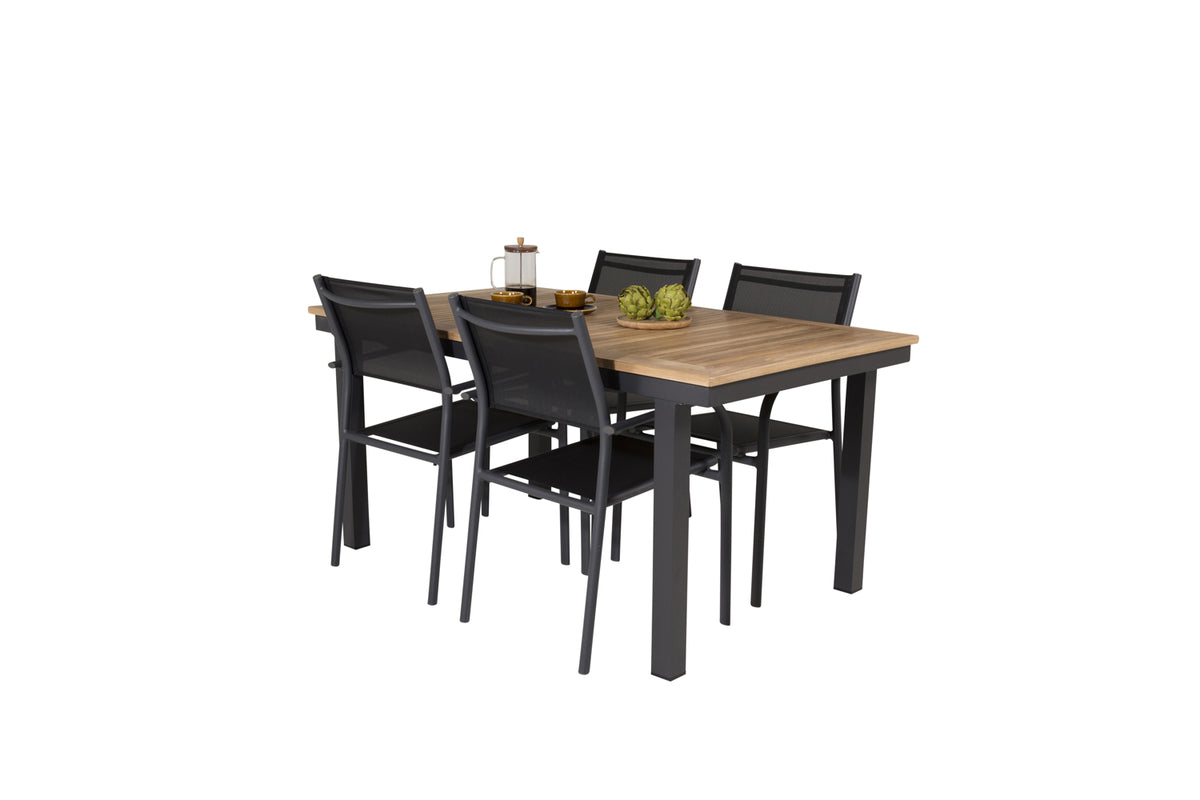 Panama & Santorini Spisebord 160 x 90 + Spisestole Sort