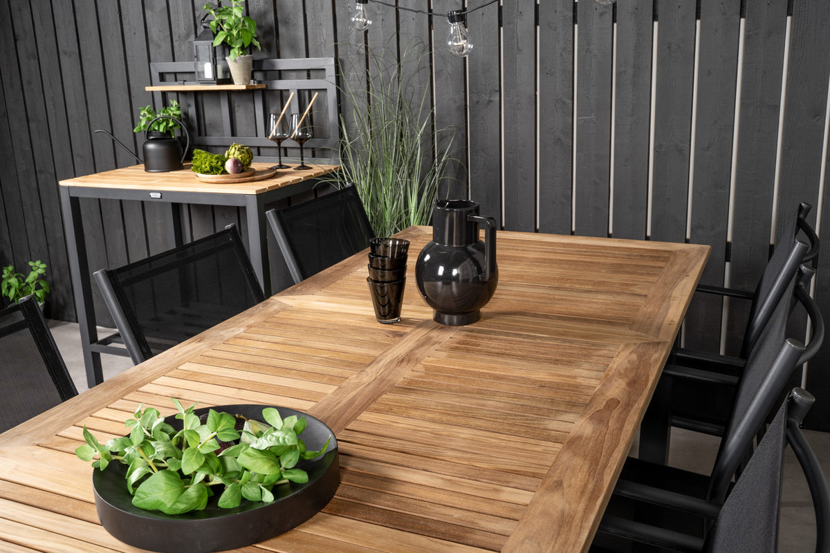 Panama & Santorini Spisebord 160 x 90 + Spisestole Sort