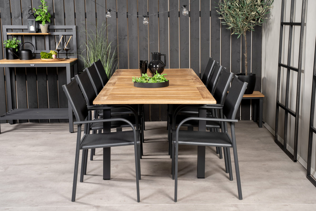 Panama & Santorini Spisebord 160 x 90 + Spisestole Sort