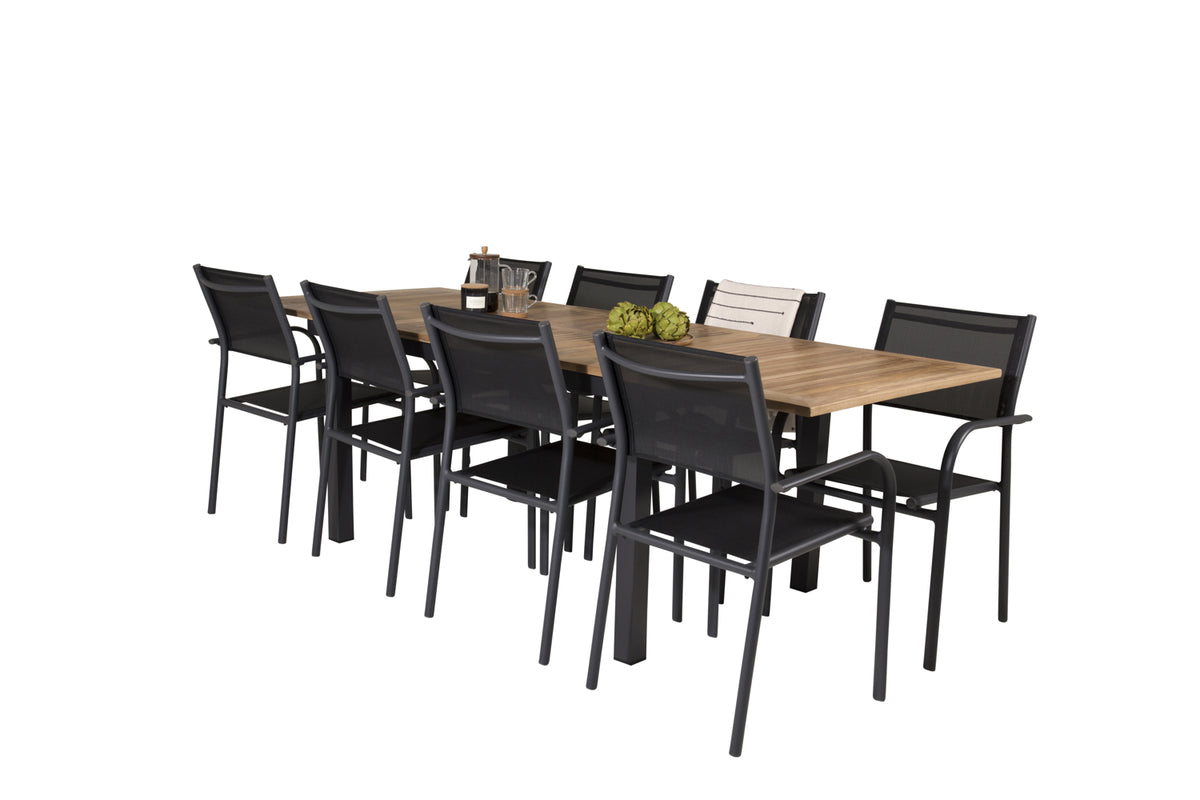 Panama & Santorini Spisebord 160 x 90 + Spisestole Sort