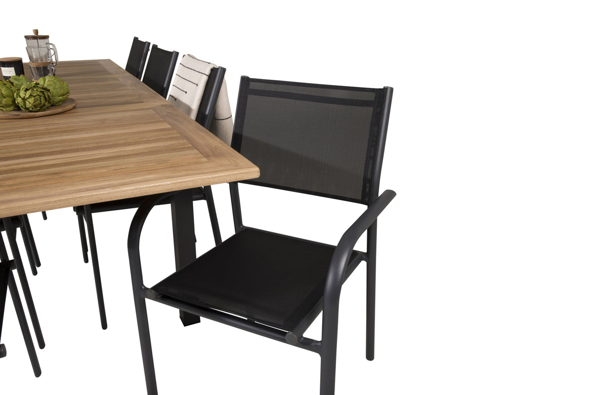 Panama & Santorini Spisebord 160 x 90 + Spisestole Sort