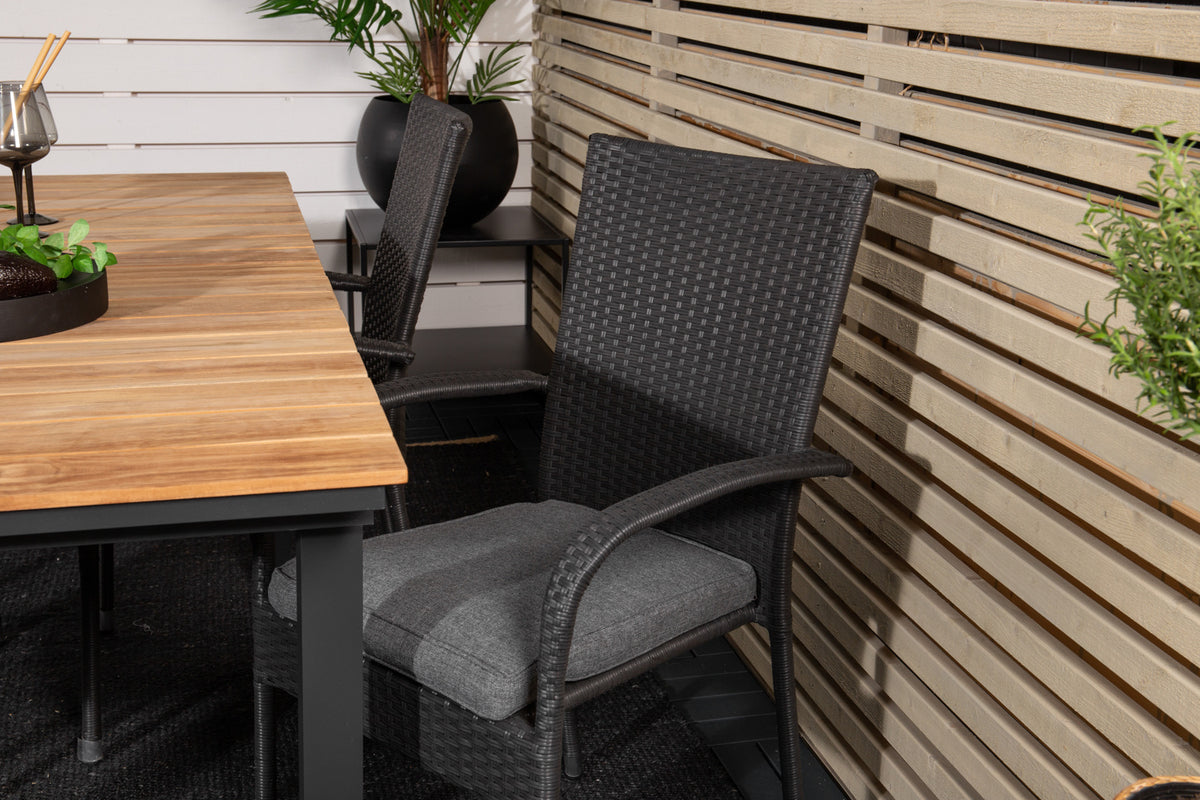 Mexico & Anna Spisebord 90x180/240 + Spisestole Sort