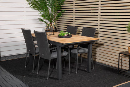 Mexico & Anna Spisebord 90x180/240 + Spisestole Sort