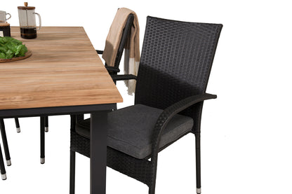 Mexico & Anna Spisebord 90x180/240 + Spisestole Sort