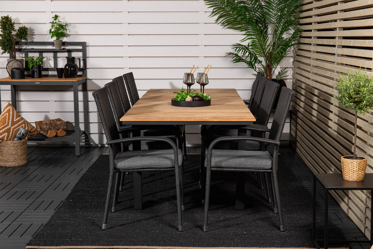 Mexico & Anna Spisebord 90x180/240 + Spisestole Sort