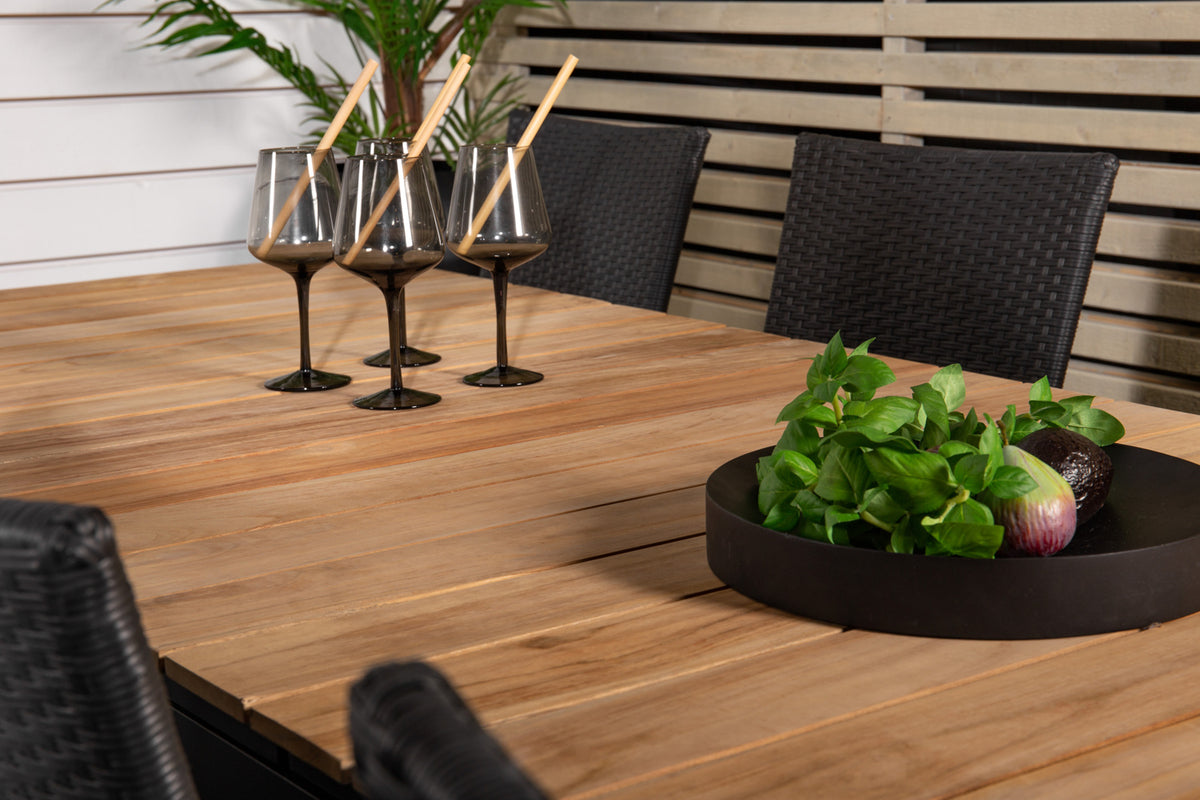 Mexico & Anna Spisebord 90x180/240 + Spisestole Sort