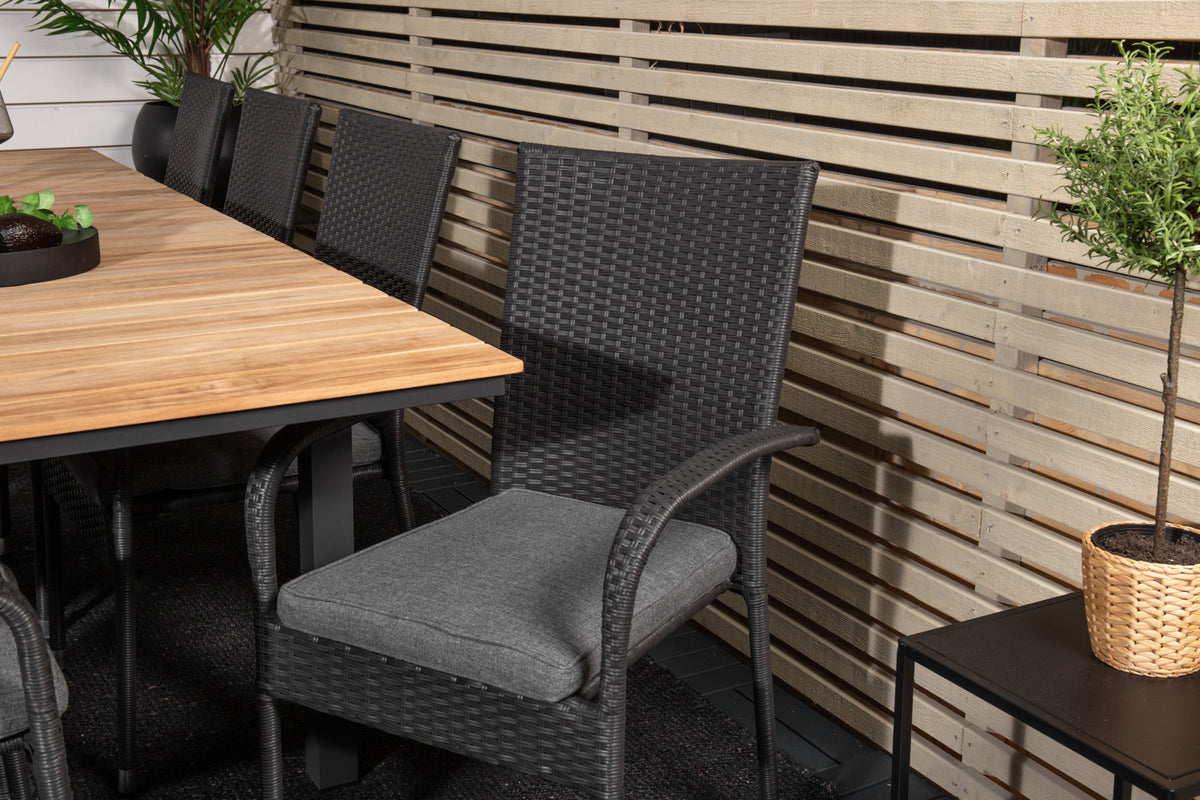 Mexico & Anna Spisebord 90x180/240 + Spisestole Sort