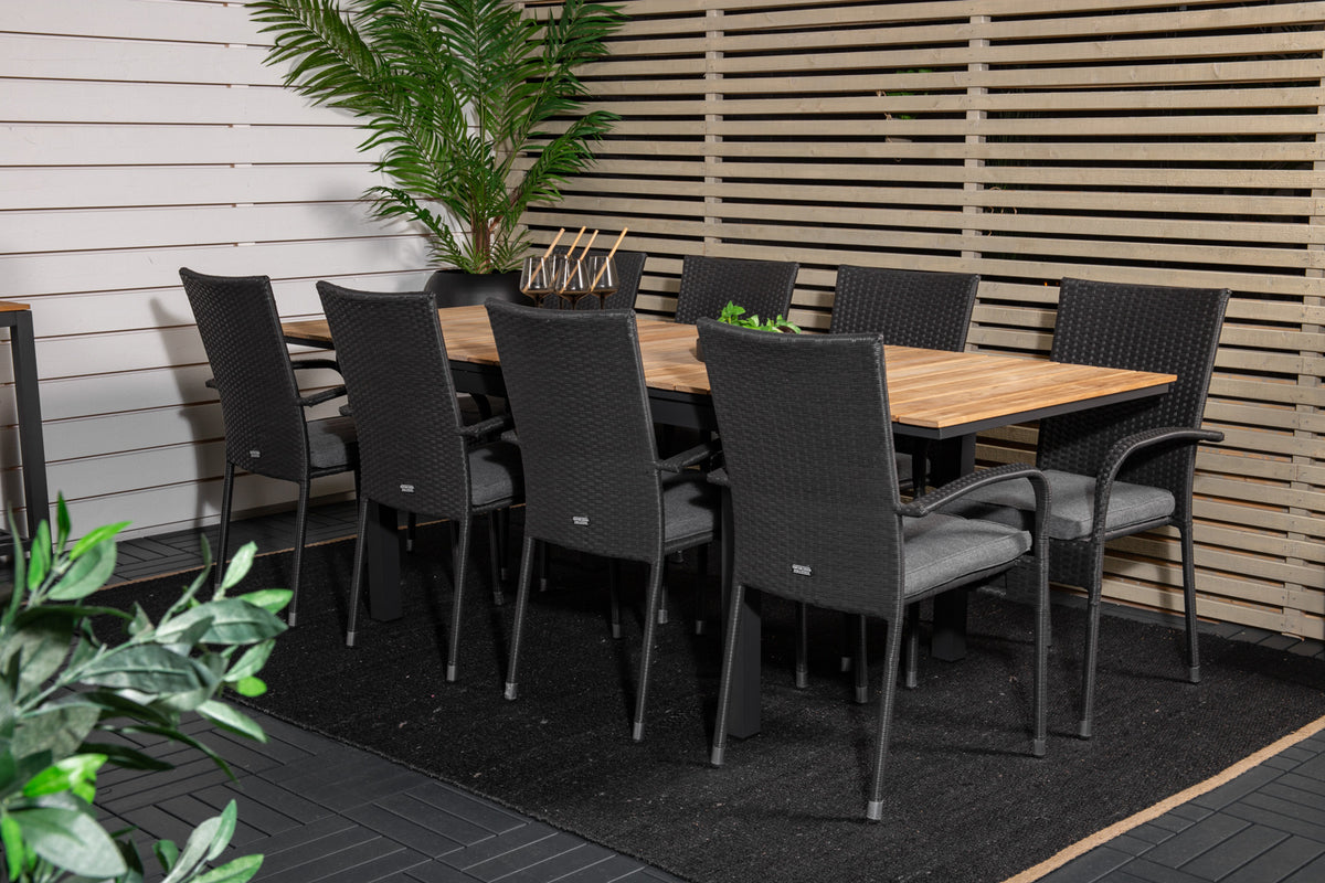 Mexico & Anna Spisebord 90x180/240 + Spisestole Sort